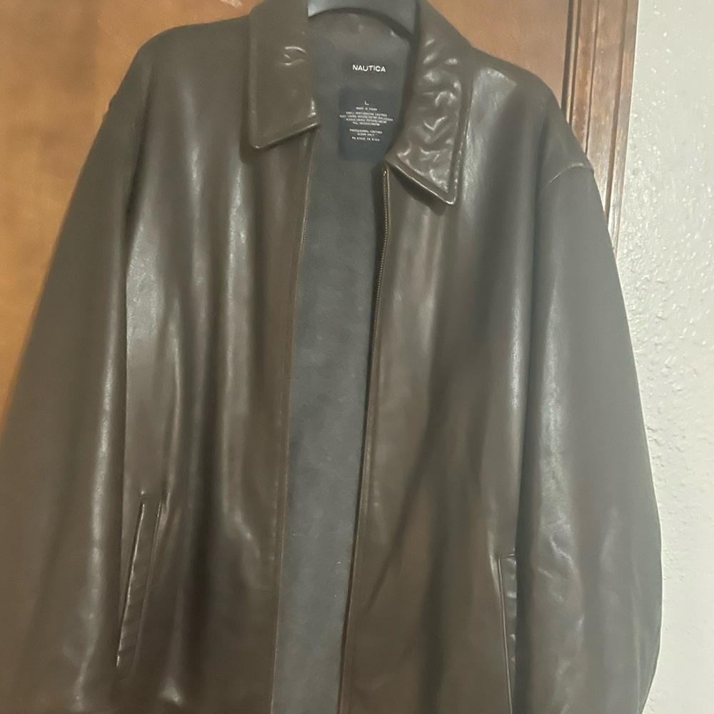 100% Genuine nautica mens classic leather jacket